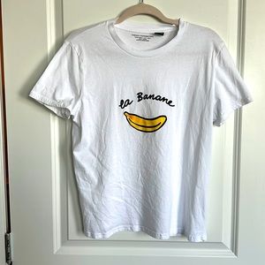 French connection white graphic tee size large